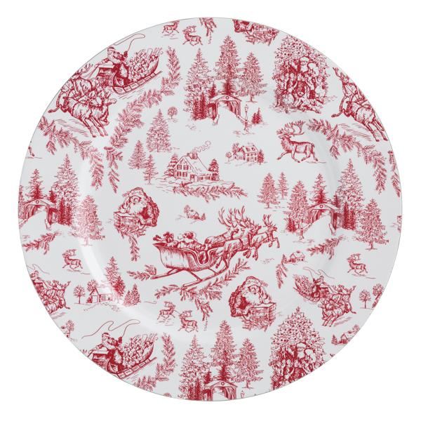 Red Christmas Toile Charger